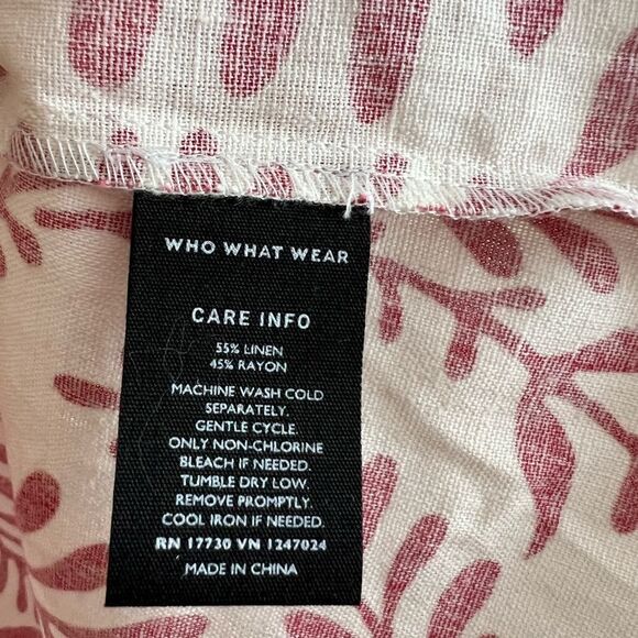 Who What Wear Linen Blend Ruffle Sleeve Top - Picture 5 of 8